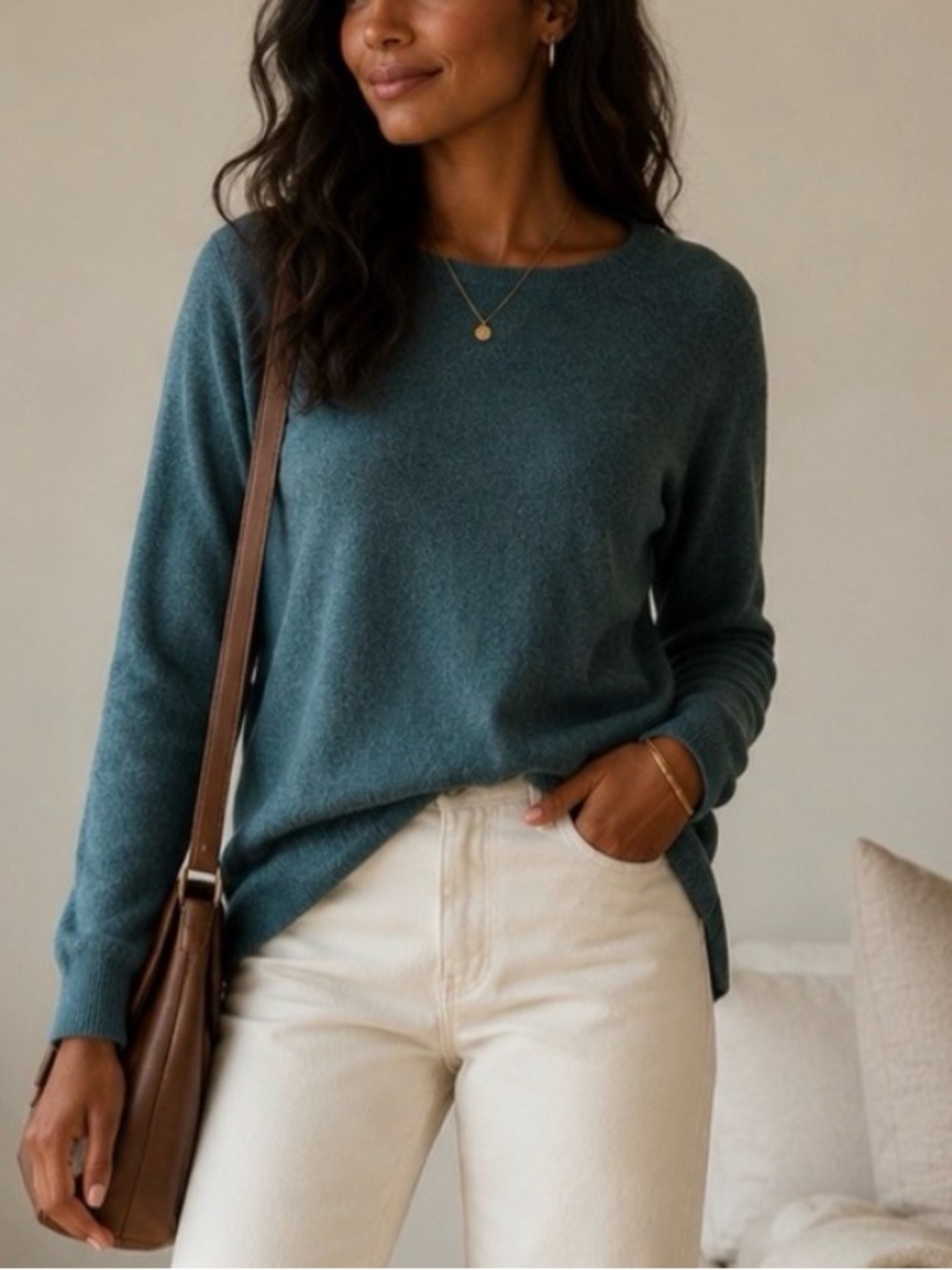 100% Cashmere 14th & Union Boat Neck Sweater – Teal Green Closet Staple Sz M/L